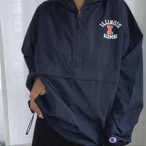 ILLINOIS ALUMNI Unisex Navy Blue Rain Coat- Large